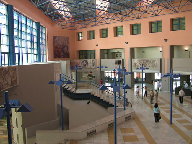 Daylight steams in to a large, open atrium